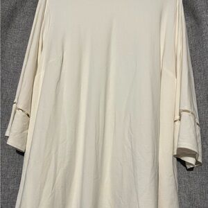 J. Jill Off-White Long Sleeve Tunic Top  with Pearl Cuff